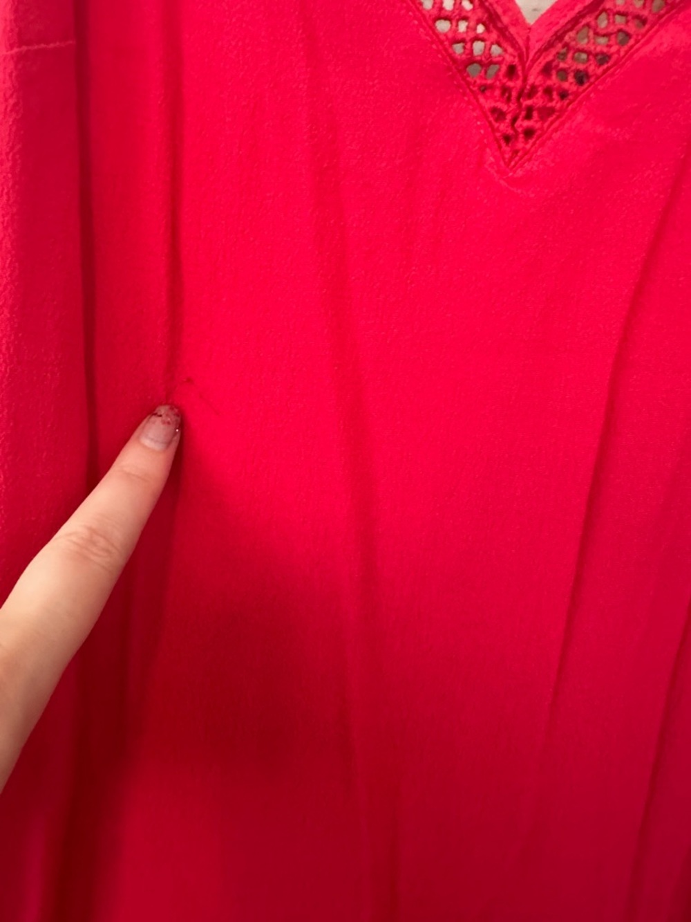 Size Small Lovers + Friends Red Lace-Trim Slip Red Dress - Picture 3 of 6